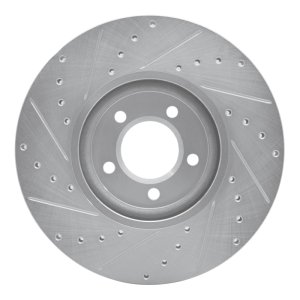 Jaguar VanDEN PLAS Brake Rotor (1) - Front Right - R1 Concepts - Drilled & Slotted - Silver - `03-`05